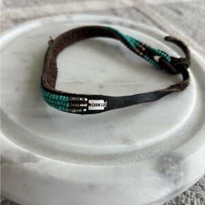 Chan Luu Turquoise and Black Leather Bracelet